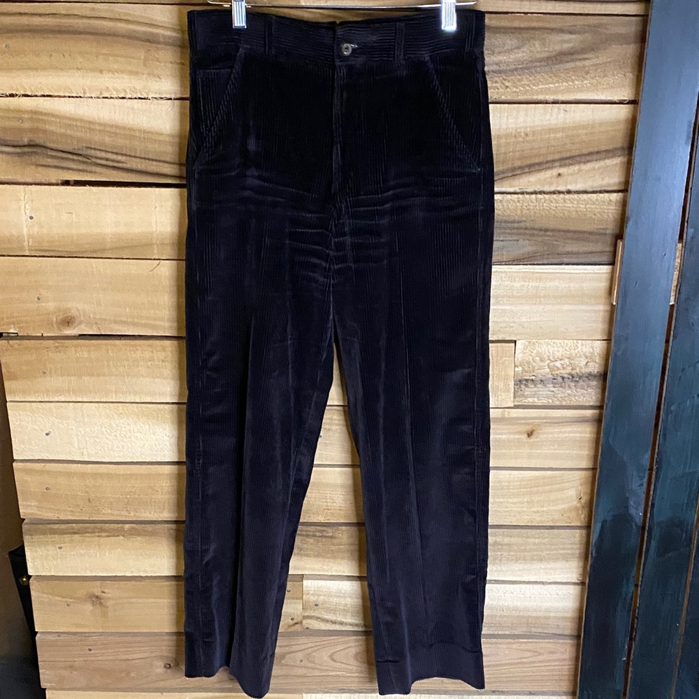 Vintage Acorn Black wide wale pleated Corduroy Pants size 29x29